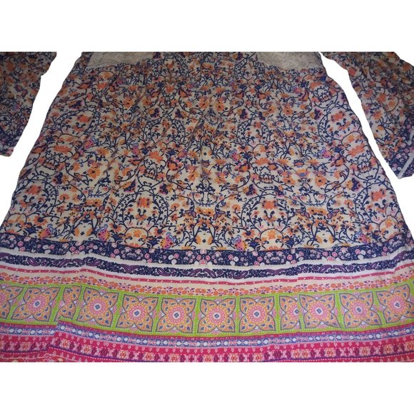 Allison Brittney Boho Floral Print Midi Dress Tunic Women's Size Medium - Picture 2 of 15